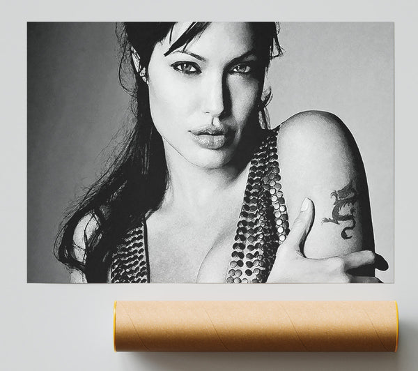 Angelina Jolie Dragon Tattoo Print