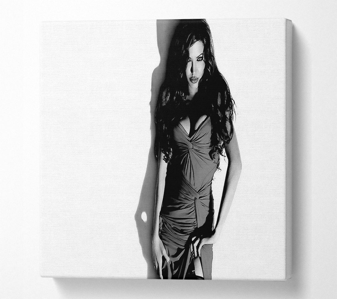  A Canvas Print of Angelina Jolie Dress B n W Canvas Wall Art