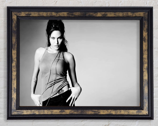 Angelina Jolie Sexy B n W Framed Print