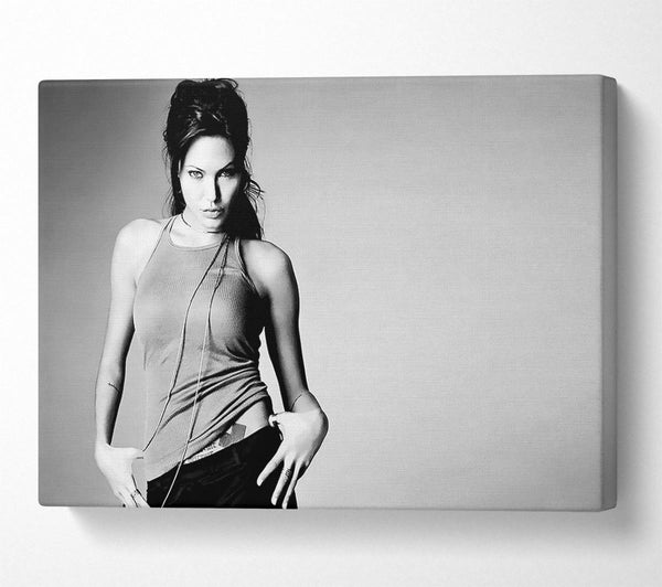  A Canvas Print of Angelina Jolie Sexy B n W Canvas Wall Art
