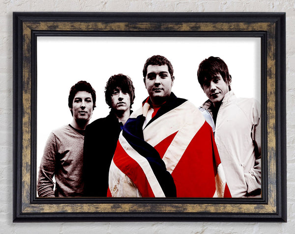 Arctic Monkeys British Flag B n W Framed Print