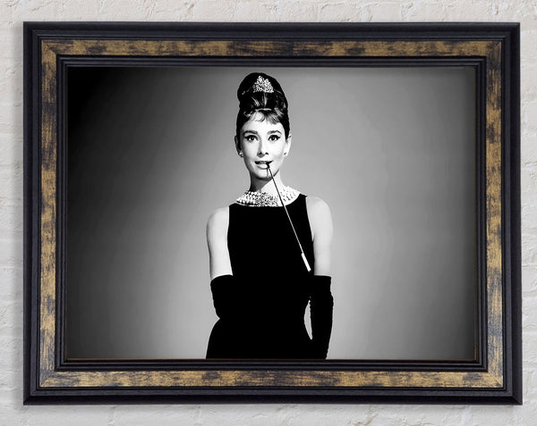 Audrey Hepburn Cigarette Breakfast At Tiffanys Framed Print