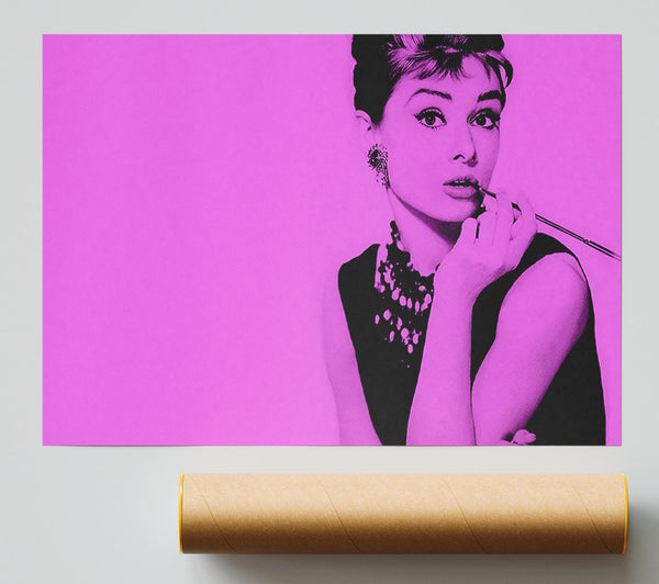 Audrey Hepburn Pink Giclee Print