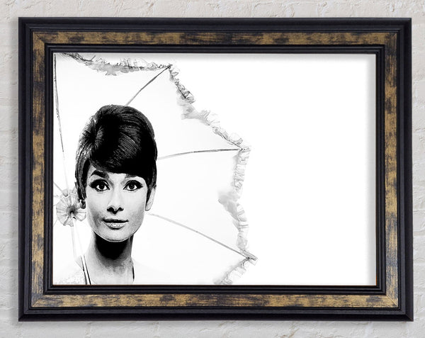 Audrey Hepburn Umbrella Framed Print