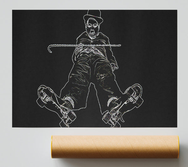 Charlie Chaplin White On Black Giclee Print