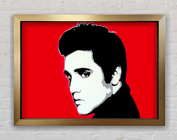 Elvis Portrait Red Framed Print