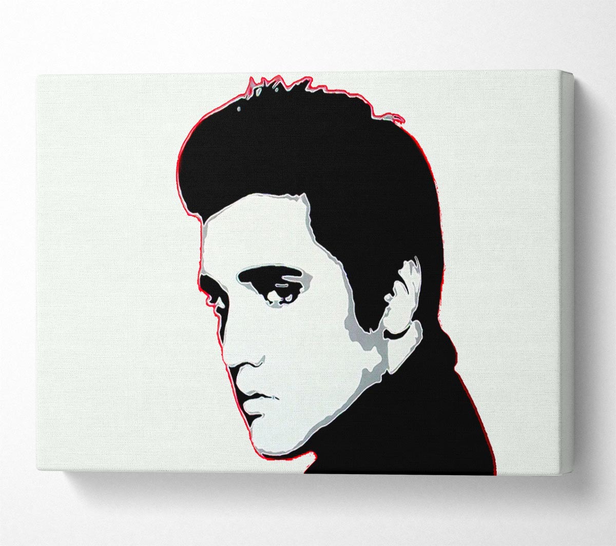 Elvis Portrait White Canvas Wall Art