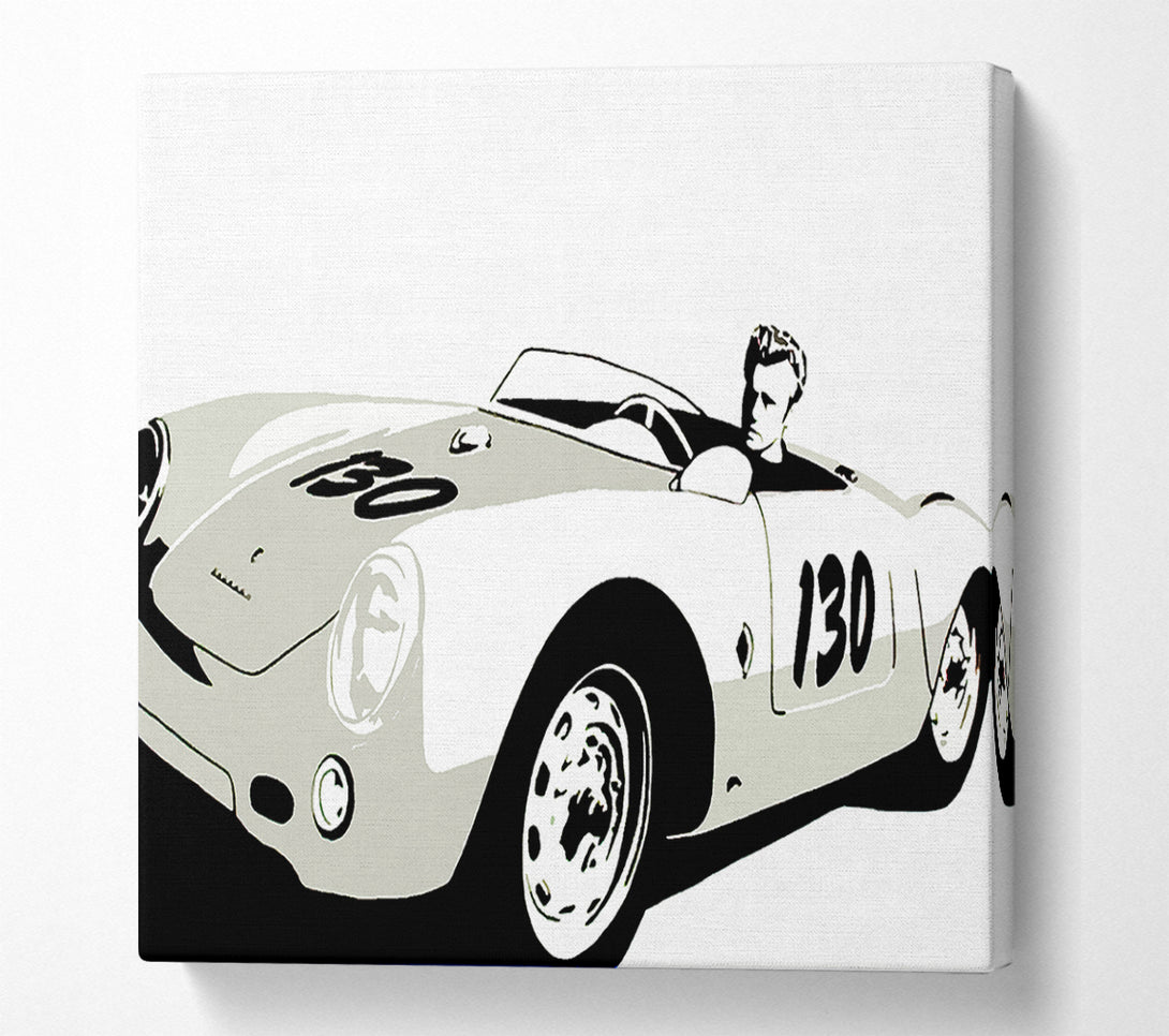  A Canvas Print of James Dean Car B n W Canvas Wall Art