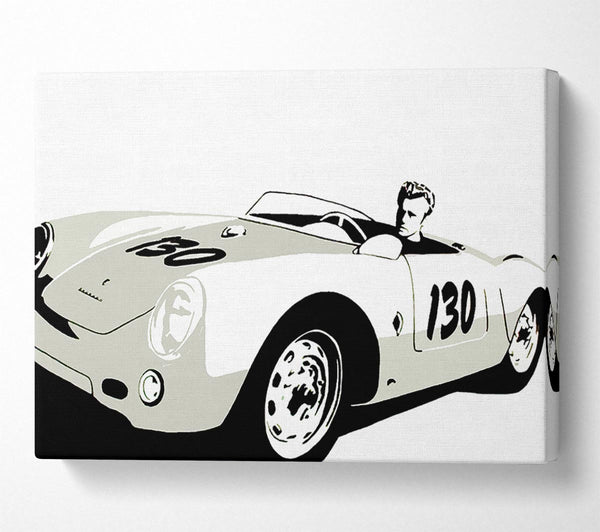  A Canvas Print of James Dean Car B n W Canvas Wall Art