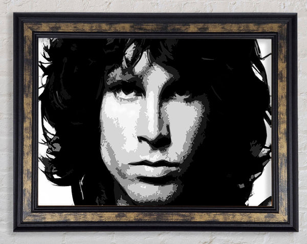 Jim Morrison Face B n W Framed Print
