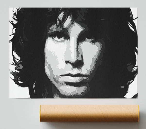 Jim Morrison Face B N W Giclee Print