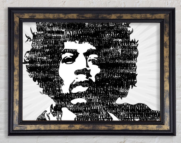Jimi Hendrix Black And White Framed Print