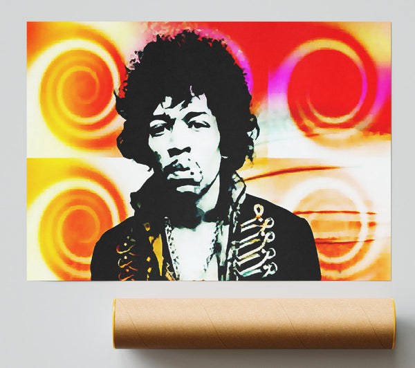 Jimi Hendrix Swirls Poster