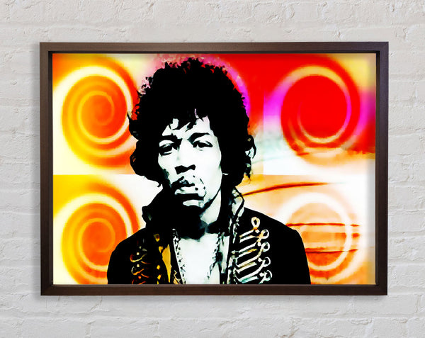 Jimi Hendrix Swirls Framed Print