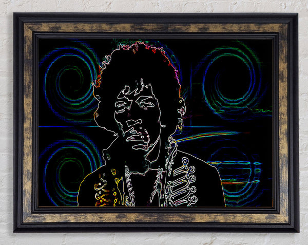 Jimi Hendrix Psychedelic Framed Print