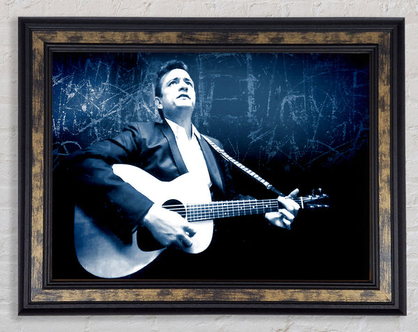 Johnny Cash Blue Framed Print