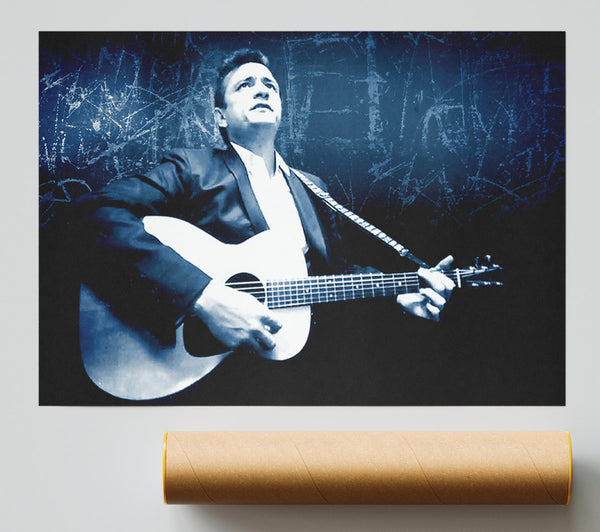 Johnny Cash Blue Poster