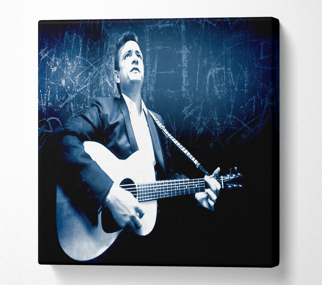  A Canvas Print of Johnny Cash Blue Canvas Art