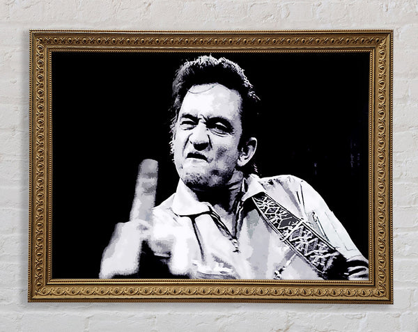 Johnny Cash Finger B n W Framed Print