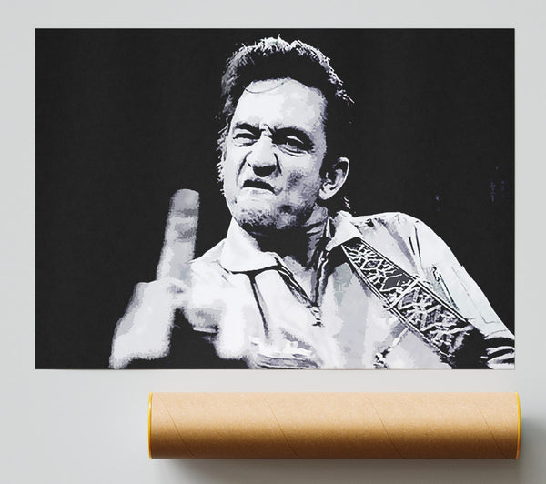 Johnny Cash Finger B N W Giclee Print