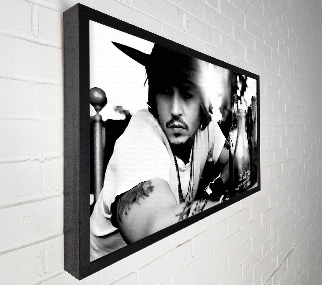  A Canvas Print of Johnny Depp Hat B n W Canvas Art