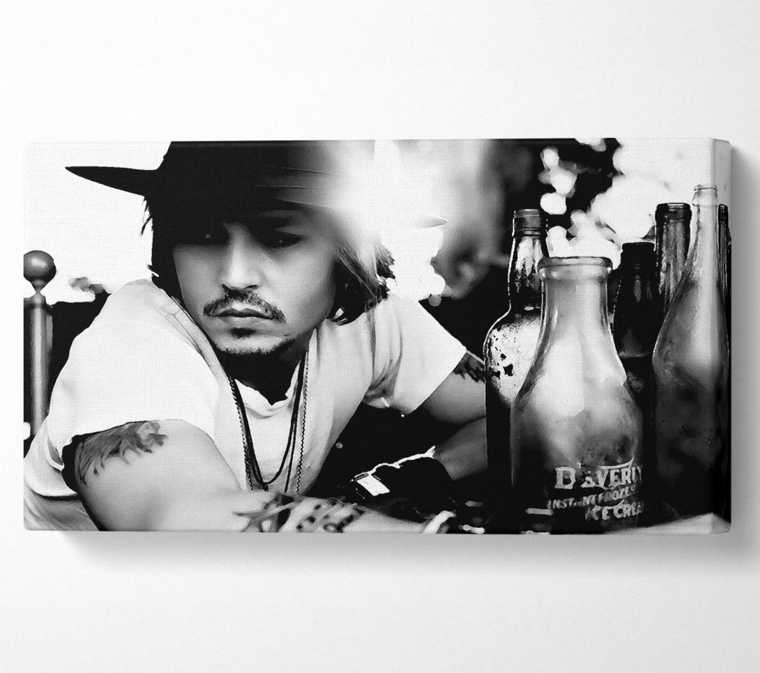  A Canvas Print of Johnny Depp Hat B n W Canvas Art