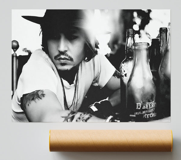 Johnny Depp Hat B N W Poster
