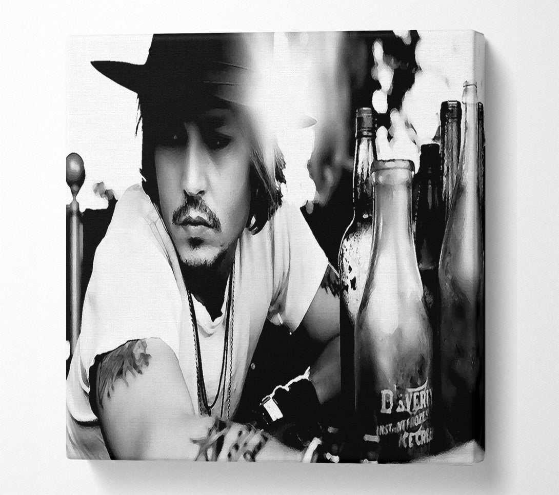  A Canvas Print of Johnny Depp Hat B n W Canvas Art
