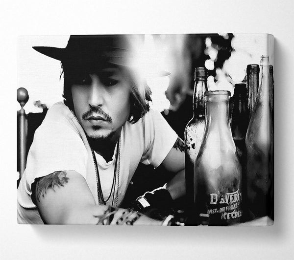  A Canvas Print of Johnny Depp Hat B n W Canvas Art