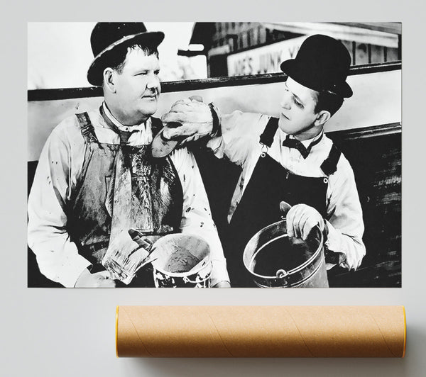 Laurel N Hardy Towed In The Hole Giclee Print