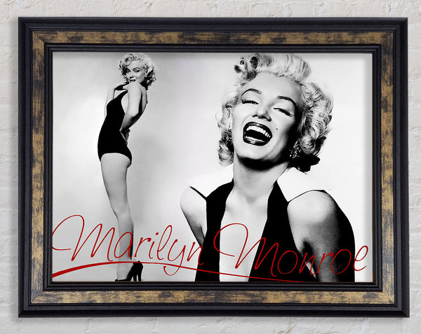 Marilyn Monroe B n W Red Framed Print