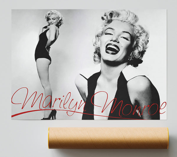Marilyn Monroe B N W Red Giclee Print