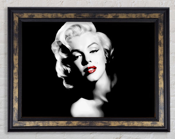 Marilyn Monroe Red Lips Landscape Framed Print