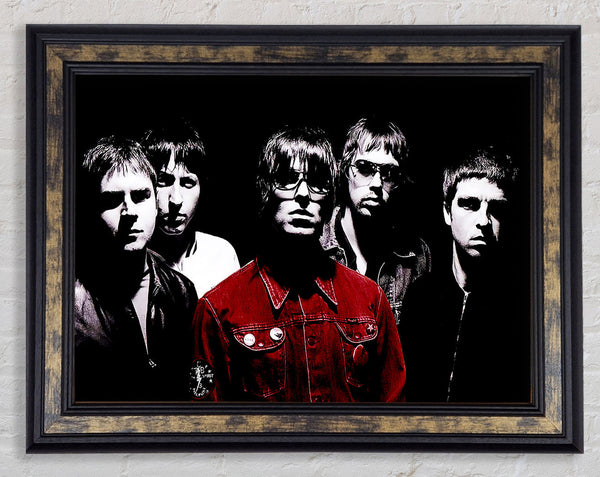 Oasis Liam Red Coat B n W Framed Print
