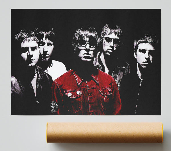 Oasis Liam Red Coat B N W Giclee Print