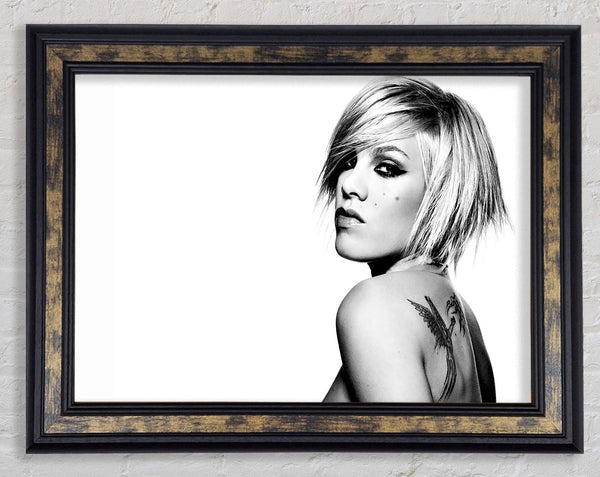 Pink Tattoo B n W Framed Print