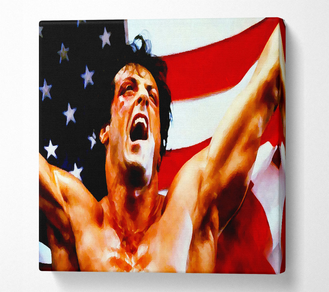  A Canvas Print of Rocky American Flag Canvas Print