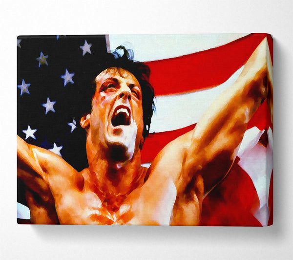  A Canvas Print of Rocky American Flag Canvas Print