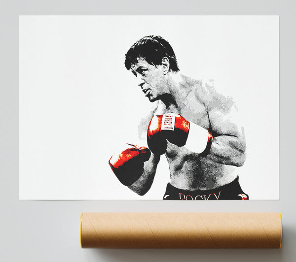 Rocky B N W Red Gloves Print