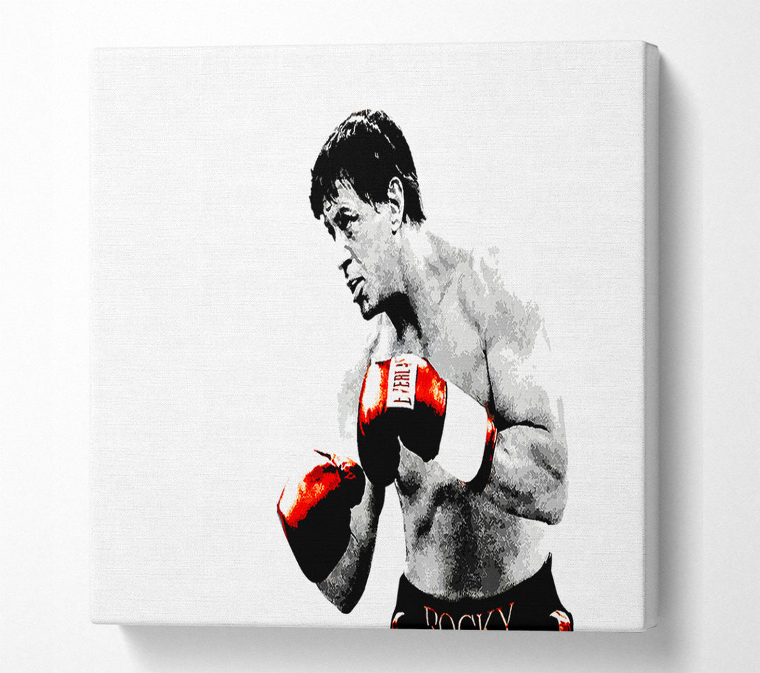  A Canvas Print of Rocky B n W Red Gloves Canvas Art