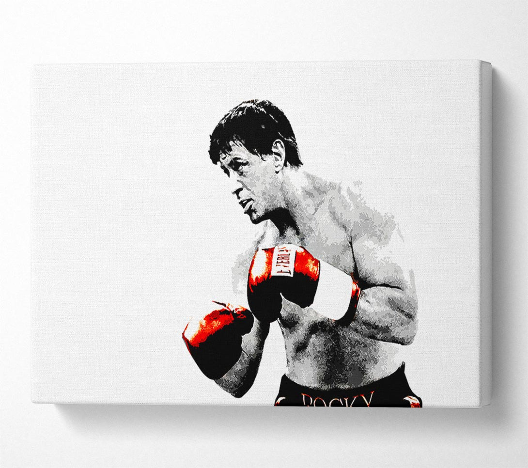  A Canvas Print of Rocky B n W Red Gloves Canvas Art