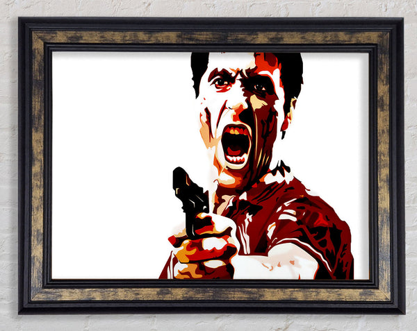 Scarface Al Pacino Red Framed Print