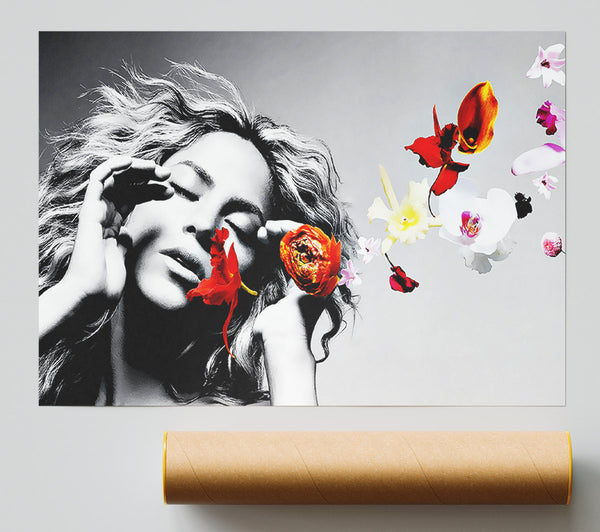Shakira Orange Flowers Poster