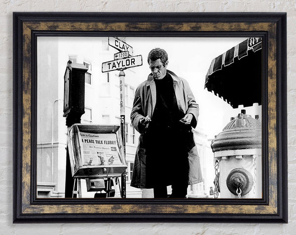 Steve McQueen B n W Framed Print