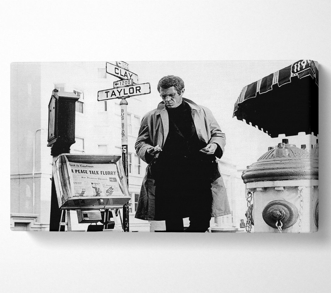  A Canvas Print of Steve McQueen B n W Canvas Wall Art
