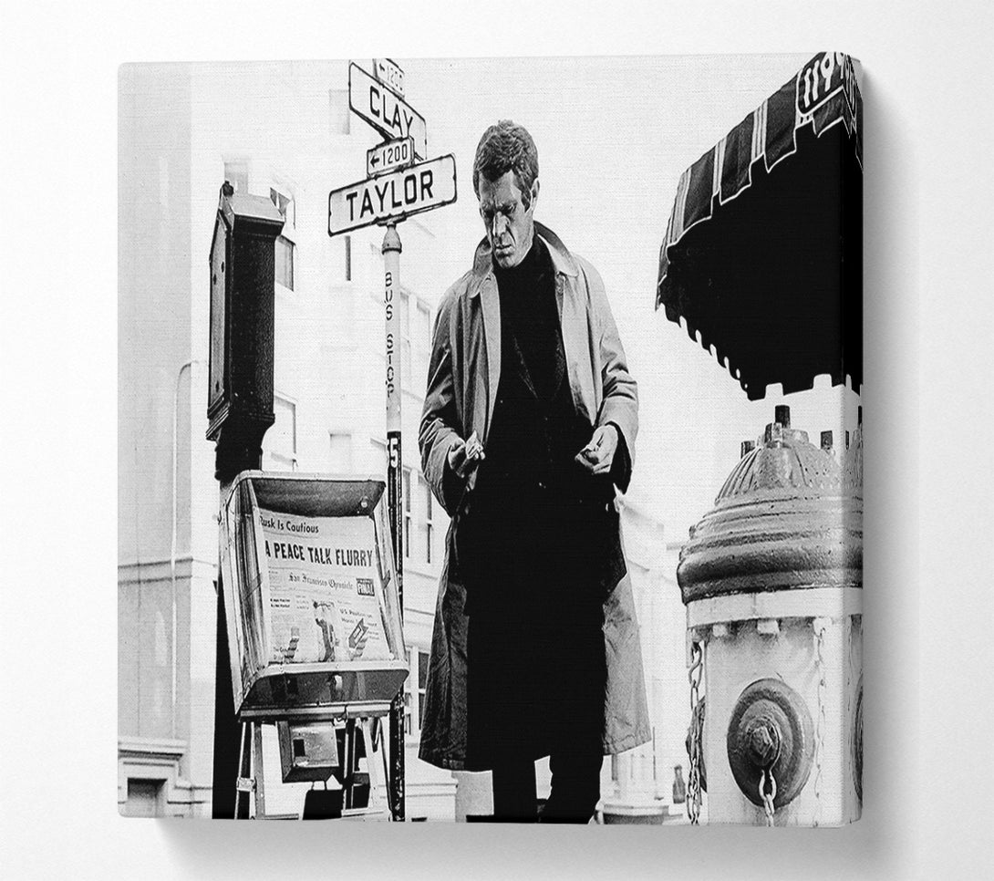  A Canvas Print of Steve McQueen B n W Canvas Wall Art