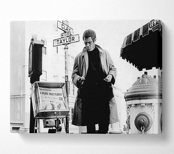  A Canvas Print of Steve McQueen B n W Canvas Wall Art