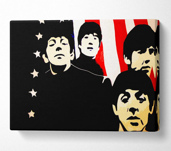  A Canvas Print of The Beatles American Flag Canvas Art