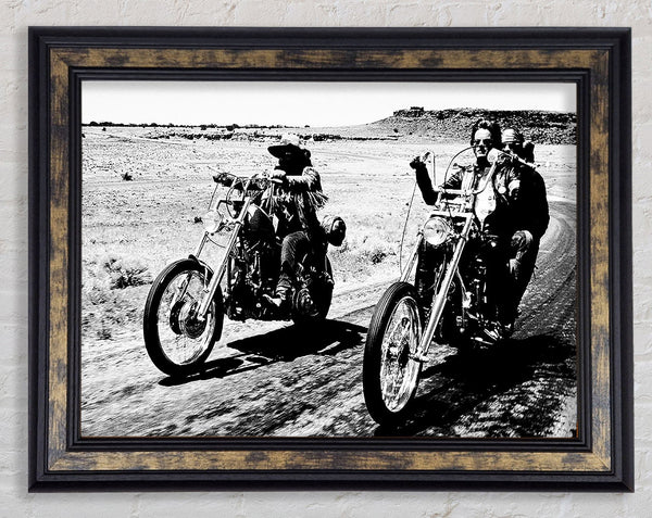 Easy Rider Motorbike Drive B n W Framed Print