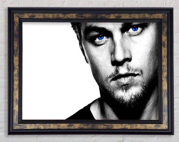 Leonardo Dicaprio Blue Eyes B n W Framed Print